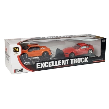 Zestaw Pojazdów Pomarańczowy Monster Truck Czerwone BMW Laweta 58 cm