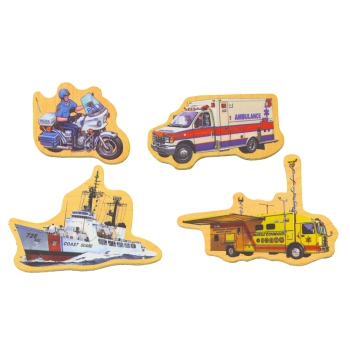 Zestaw Magnesy Drewniane Pojazdy Statki Samoloty 20 Sztuk