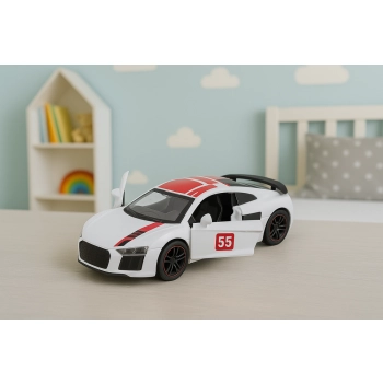 Samochód Sportowy Metalowy Napęd Pull Back Światła Dźwięki Biały 1:43