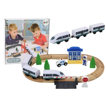 Drewniany Tor Kolejowy Pociąg Kolejka Tory Akcesoria Most Policja 3,2m