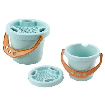 Zestaw do Piasku Wiaderko Łopatka Grabki Sitko Foremki Pastelowy