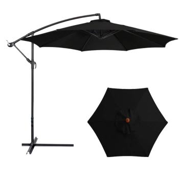 Parasol Ogrodowy Boczny Z Regulacją Pochyłu Pokrowiec 350 x 250cm Czarny