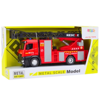 Wóz Strażacki Z Wysięgnikiem Światła Dźwięki Woda Czerwony