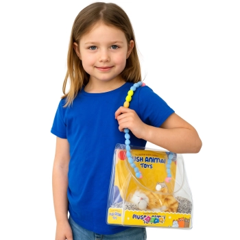 Śpiący Rudy Kot Na Poduszce Figurka z Futerkiem Torba Dźwięki