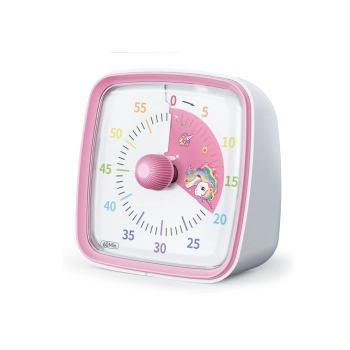 Minutnik Z Alarmem i Światłem Biało-Różowy Pokrętło Z Jednorożcem