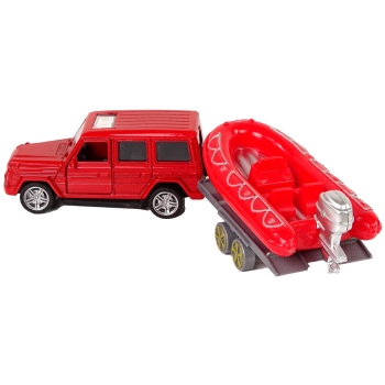 Zestaw Pojazdów Straż Pożarna Naciąg Motorówka Czerwony