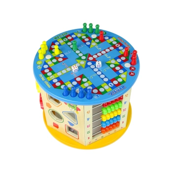 Edukacyjna Kostka Drewniana Sorter Labirynt Liczydło Gra Chińczyk Pionki