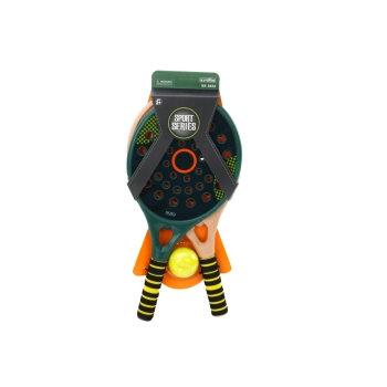 Zestaw 2 Rakietek Dla Dzieci Do Gry Padel Zielona Beżowa Piłka PU Żółta