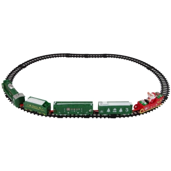 Zestaw Świąteczny Kolejka Lokomotywa Tory Sanie Mikołaj Światła 260 cm Długości