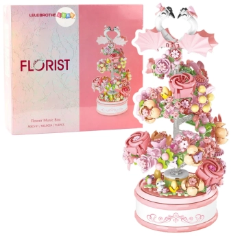 Klocki Konstrukcyjne Kompozycja Kwiatowa Florist Różowa 713 el.