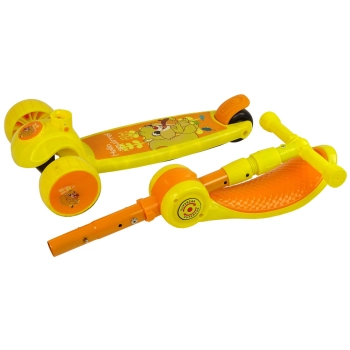 Hulajnoga Trójkołowa Balansowa Siodełko Żółte Muzyka Diody Wiewiórka