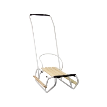 Sanki Metalowe z Pchaczem Oparcie Pasek Białe