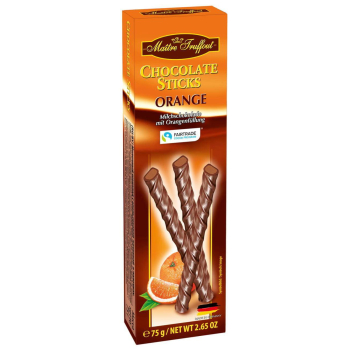 MaitreTruffout Pałeczki Pomarańczowe w Mlecznej Czekoladzie 75 g