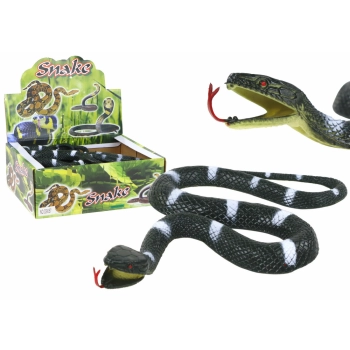 Sztuczny Gumowy Wąż Czarny z Białymi Pasami Strukturowy