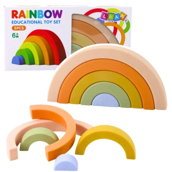 Tęczowa Układanka Dla Malucha Klocki Gumowe Pastelowe 5 szt.