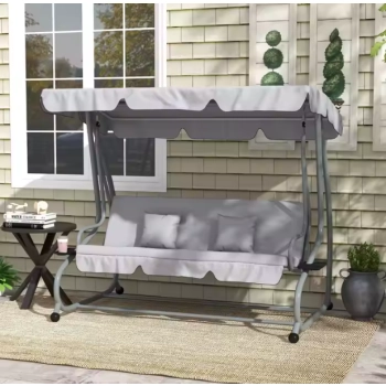 Huśtawka Czteroosobowa Ogrodowa Bujana Daszek Wolnostojąca Szara