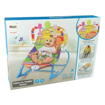 Kołyska Bujaczek Fotelik Krzesełko 2w1 Niebieski Tygrysa Dźwięki Wibracja