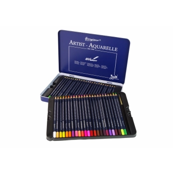 Zestaw 48 Kredek Akwarelowych Metalowy Pojemnik