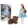 Lalka Dla Dzieci Emily Wiosenna Długie Włosy Niebieska Sukienka Kotek