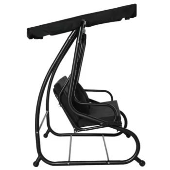 Huśtawka Czteroosobowa Ogrodowa Bujana Daszek Wolnostojąca Czarna