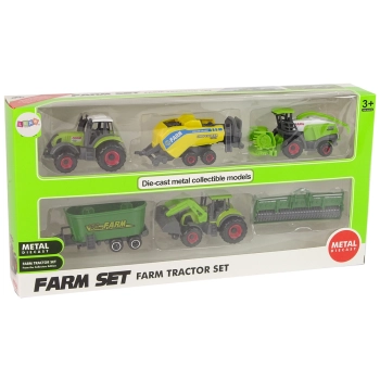 Zestaw 6 Pojazdów Rolniczych Traktor Kombajn Metalowe Elementy