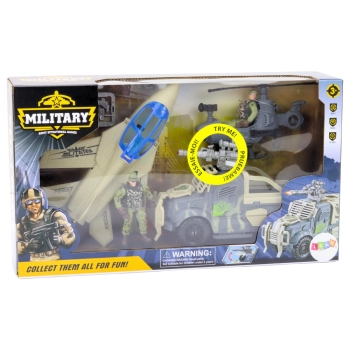 Zestaw Militarny Wojskowy Wóz Bojowy Myśliwiec Żołnierze Akcesoria Dźwięki