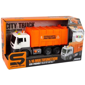 Śmieciarka Napęd Frykcyjnym Efekty Dźwiękowe Pomarańczowa 1:16 Segregowanie