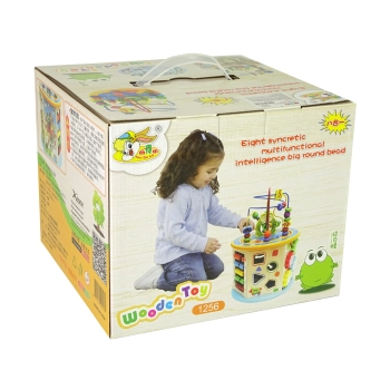 Edukacyjna Kostka Drewniana Sorter Labirynt Liczydło Gra Chińczyk Pionki