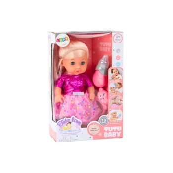 Lalka W Różowej Sukience Siusiająca Butelka Grzechotka Dźwięki