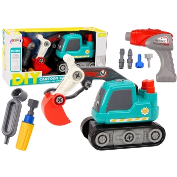 Koparka Gąsienicowa Kreskówkowa Do Skręcania DIY Turkusowa