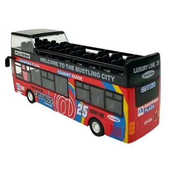 Autobus Piętrowy z Dźwiękiem 1:32 Otwierane Drzwi Czerwony