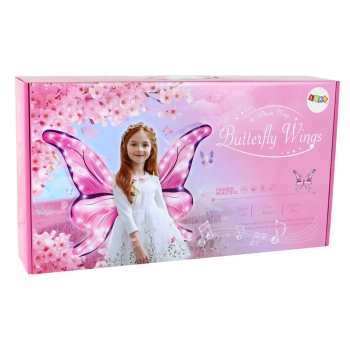 Skrzydła Motyla Wróżki LED Melodia Różowe Zestaw