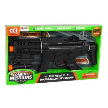 Duży Pistolet Karabin Maszynowy na baterie Światło Dźwięk Wibracje