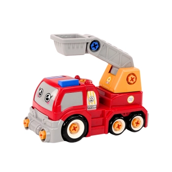 Ciężarówka Z Wysięgnikiem Kreskówkowa Do Rozkręcania DIY Czerwony