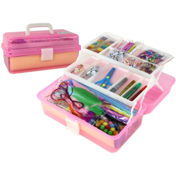 Różowa Rozkładana Walizka Zestaw Artystyczny Kreatywny Plastyczny DIY