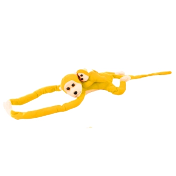 Maskotka Pluszowa Małpka z Dzieckiem Żółta 90 cm