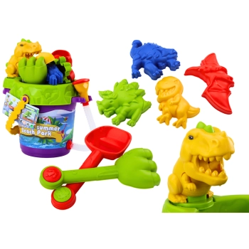 Zestaw Do Piasku Wiaderko Z Prysznicem Konewka i Foremki Dinozaury Zestaw