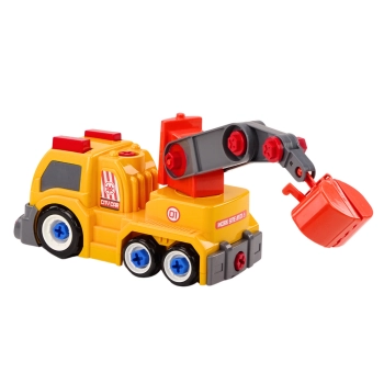 Ciężarówka Z Dźwigiem Kreskówkowa Do Rozkręcania DIY Pomarańczowy