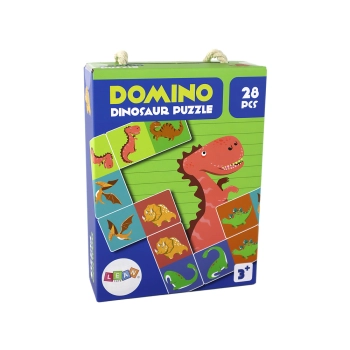 Gra Logiczna Puzzle Dwustronne Domino Dinozaury 10cm x 5cm 28 El.