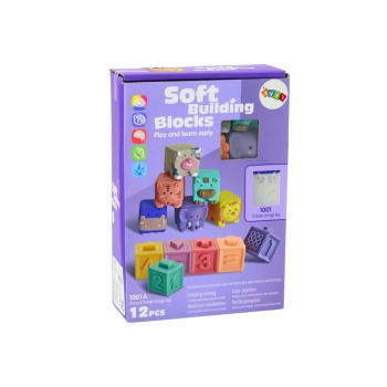 Miękkie Klocki Edukacyjne Zwierzęta Liczby Litery Kolorowe 12 Szt