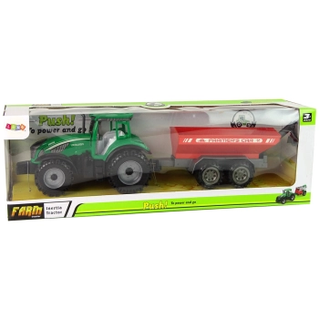 Zielony Traktor z Czerwoną Przyczepką Napęd Frykcyjny