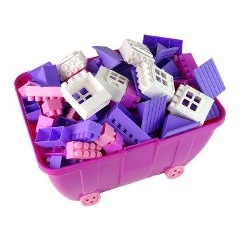 Kuferek Pastelowy Różowy Z Klockami K2 180 El.