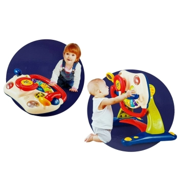 Interaktywny Chodzik Tablica Kierownica 3 w 1 Dźwięk Melodie Telefon Zwierzątka Dla Niemowląt