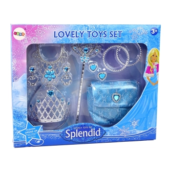 Zestaw dla Małej Księżniczki Korona Bal Karnawałowy Niebieski Akcesoria