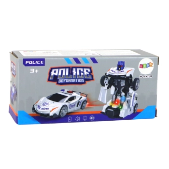 Samochód-Robot Policja Biały 2w1 Transformacja