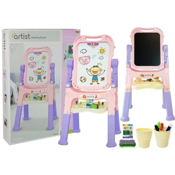 Tablica Magnetyczna Kredowa 2w1 Różowo-Fioletowa Akcesoria