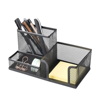 Pojemnik Organizer Na Przybory Biurowe Metalowy Czarny