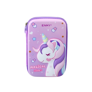 Duży Piórnik Z Jednorożcem Rozkładany 3D Fioletowy 23x15x5 cm