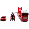 Zestaw Straż Pożarna Laweta Autko Helikopter Dźwięk Światła Czerwone