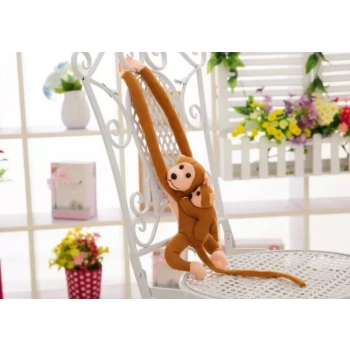 Maskotka Pluszowa Małpka z Dzieckiem Jasno Brązowa 70 cm